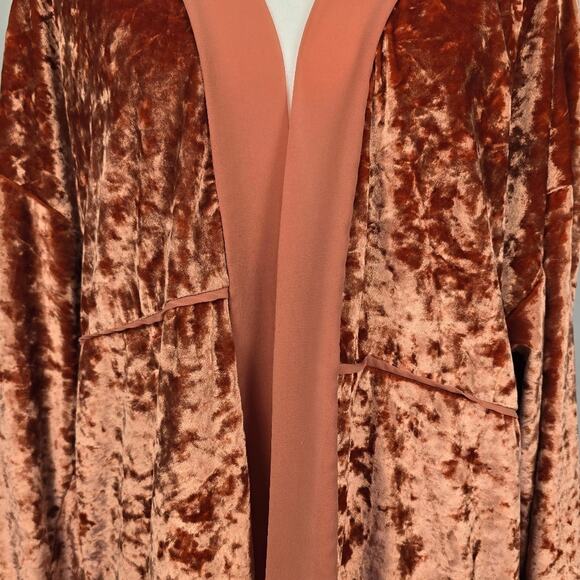Urban Outfitters Crushed Velvet Coral Pink Kimono Cardigan Size M | L Boho Y2K - Picture 4 of 5
